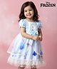 Babyhug Disney 100% Cotton Woven Half Balloon Sleeves Party Dress With Disney Frozen Graphic - Light Blue