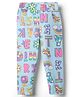 Korkak Knit Full Length Rainbow  Floral & Alphabets Printed Leggings - Light Blue
