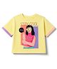 Korkak Cotton Lycra Knit Half Sleeves Boxy T-Shirt with Stay Cool Print - Yellow