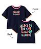 Korkak Cotton Knit Half Sleeves Boxy Fit Boat Printed T-Shirt-Navy