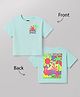 Korkak Knit Half Sleeves Boxy Fit Front & Back Printed T-Shirt With Beach Theme Graphics -Aqua