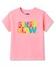 Korkak Knit Half Sleeves Text Printed T-Shirt - Neon Pink