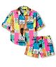 Korkak Woven Character Printed Boxy Fit Half Sleeves Shirt & Shorts Co Ord Set - Pink & Blue