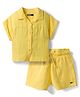 Korkak  Cotton Woven Half Sleeves Solid Color Shirt & Shorts Set - Yellow