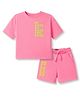 Korkak Knit Cotton Knit Cut N Sew T-Shirt & Shorts Co Ord Set With Be Good Do Good Graphic - Neon Pink