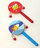A&A Kreative Box Wooden Plate Rattles ( Set of 2 )- Blue/ Red