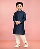 JBN Creation Silk Woven Full Sleeves Thread Work Embroidered Sequins Embellished Kurta & Pyjama Set - Navy Blue