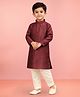 JBN Creation Silk Blend Woven Full Sleeves Thread Work Embroidered Sequins Embellished Kurta & Pyjama Set - Maroon