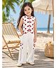 Vastramay Cotton Woven Sleeveless Hearts Printed Crop Top & Pants Set - Red