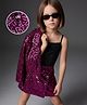 Hola Bonita Knit Full Sleeves Sequinned Jacket & Skirt With Inner Top - Burgandy