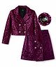 Hola Bonita Knit Full Sleeves Sequinned Jacket & Skirt With Inner Top - Burgandy