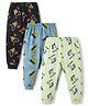 Cucumber Sinker Knit Full Length JCB Printed Lounge Pack of 3 -Black & Light Green