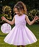 Hola Bonita Woven Sleeveless  Shimmer Party Dress With Floral Applique - Lilac