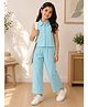 Qvink Cotton Woven Sleeveless Fish Printed Coordinating Shirt & Pant Set - Blue