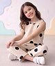 Qvink Cotton Woven Sleeveless Polka Dots Printed Coordinating Top & Pants Set - Cream