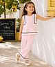 Qvink Cotton Woven Sleeveless Ric Rac Lace Embellished Top & Pants Set - Pink