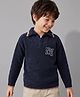 Arias Knit Full Sleeves Pullover with NY Embroidery - Navy Blue