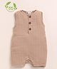 Cot & Candy Muslin Woven Sleeveless Solid Romper - Beige