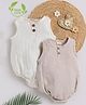 Cot & Candy Muslin Woven Pack Of 2 Sleeveless Solid Onesie - White & Peach