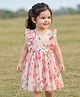Babyhug Chiffon Woven Frill Sleeves Frock With Floral Print - OffWhite