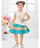 SNAZZY Girl Cotton Woven Sleeveless Floral Applique Detailed & Leaves Embroidered Dress - Blue