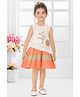 SNAZZY Girl Cotton Woven Sleeveless Floral Applique Detailed & Leaves Embroidered Dress - Orange