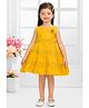 SNAZZY Girl Cotton Woven Sleeveless Floral Applique Detailed Dress - Mustard