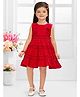 SNAZZY Girl Cotton Woven Sleeveless Floral Applique Detailed Dress - Red