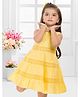 SNAZZY Girl Cotton Woven Sleeveless Floral Applique Detailed Dress - Yellow