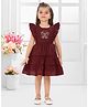SNAZZY Girl Cotton Woven Sleeveless Butterfly Embroidered Dress - Maroon