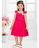 SNAZZY Girl Cotton Blend Woven Sleeveless Swiss Dots Printed & Floral Applique Detailed Dress - Pink