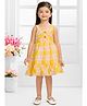 SNAZZY Girl Cotton Woven Sleeveless Checked Dress - Yellow