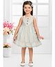 SNAZZY Girl Cotton Woven Sleeveless Striped Dress - Light Blue