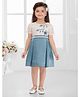 SNAZZY Girl Synthetics Woven Half Sleeves Floral Applique Detailed Dress - Blue