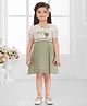 SNAZZY Girl Synthetics Woven Half Sleeves Floral Applique Detailed Dress - Green