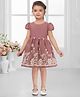 SNAZZY Girl Synthetics Woven Half Puffed Sleeves Floral Printed Dress - Dusty Pink