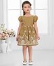 SNAZZY Girl Synthetics Woven Half Puffed Sleeves Floral Printed Dress - Khaki