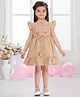 SNAZZY Girl Cotton Woven Frill Sleeves Floral Embroidered Dress - Khaki