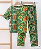 Fashion Dream Cotton Blend Knit Half Sleeves Abstract   Printed Coordinating Tee & Pajama Set - Green