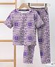 Fashion Dream Cotton Blend Knit Half Sleeves Nautical Theme Printed Coordinating Tee & Pajama Set - Blue
