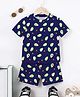 Fashion Dream Cotton Blend Knit Half Sleeves Avocado  Printed Coordinating Tee & Shorts Set - Dark Blue