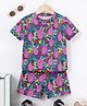 Fashion Dream Cotton Blend Knit Half Sleeves Dragon Fruit  Printed Coordinating Tee & Shorts Set - Blue