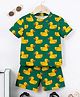 Fashion Dream Cotton Blend Knit Half Sleeves Duck Printed Coordinating Tee & Shorts Set - Green