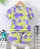 Fashion Dream Cotton Knit Half Sleeves Tie Dye Coordinating Tee & Shorts Set - Blue