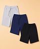 Honeyhap Premium 100% Cotton Looper Terry Solid Bermuda With Bio Finish Pack of 3 - Black Beauty & Navy Peony