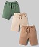 Honeyhap Premium 100% Cotton Looper Terry Solid Bermuda With Bio Finish Pack of 3 - Tigers Eye, Shifting Sand & Loden Frost