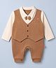 Mini Taurus Cotton Knit Full Sleeves Party Romper With Bow Applique - Mustard