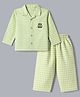 Mini Taurus Cotton Knit Full Sleeves Co-ord Shirt & Pajama Night Suit with Embroidered Puppy & Checks - Green