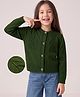 Arias Knit Front Open Sweater with Full Sleeves and Leaves Embroidery - Green