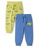 Doodle Poodle 100% Cotton Knit Full Length Aeroplane Printed Lounge Pants Pack of 2 - Blue & Lime Green